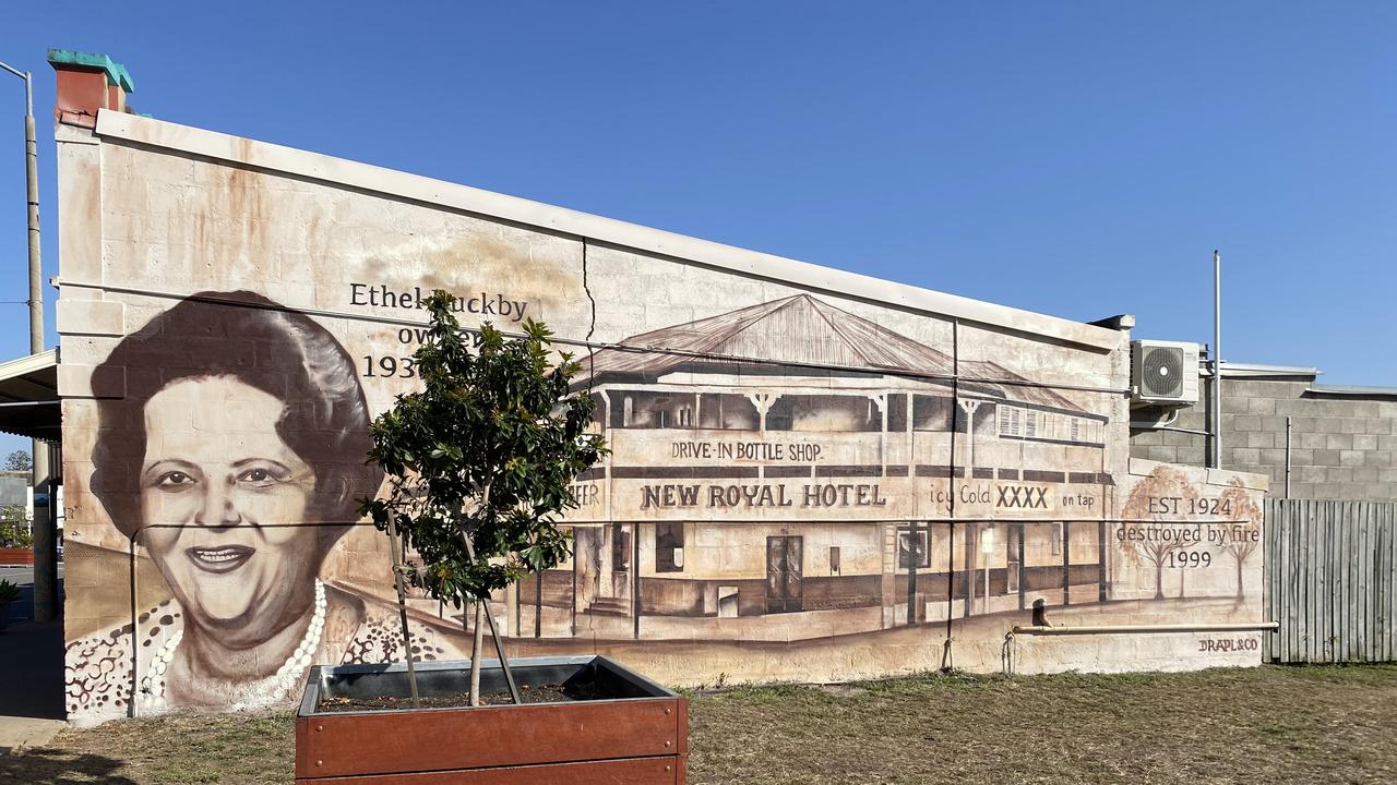 The friendly face of Ethel Buckby, former publican of the Royal Hotel, greets locals on Newton Street. Photo/DRAPL Art