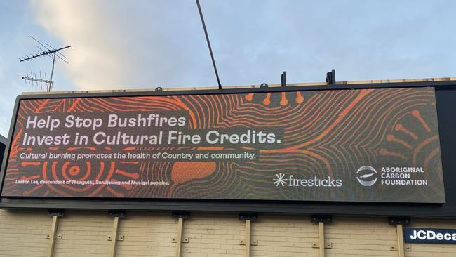 Aboriginal Carbon Foundation Billboard seen in Caulfield. Picture: Supplied