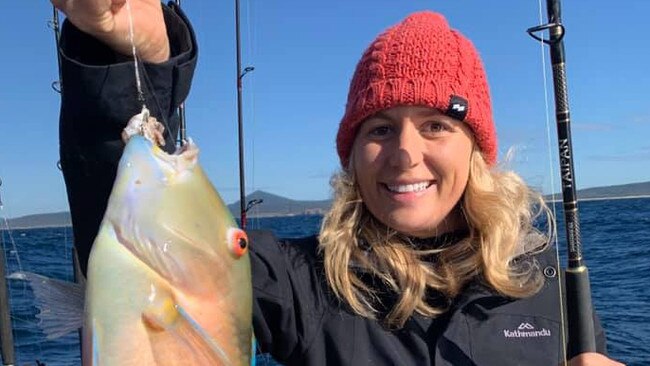 Kate again with one of two tuskfish she had for Tuesday on Silver Star with Reeltime Fishing Charters.