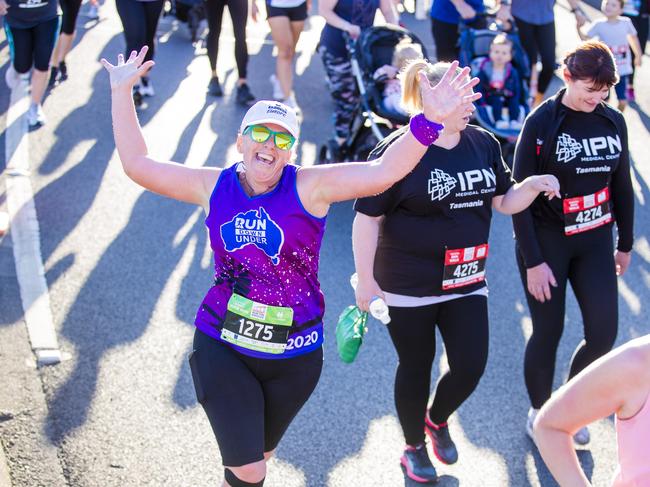 Run the Bridge Fun Run 2020 across Tasman Bridge. Picture: RICHARD JUPE