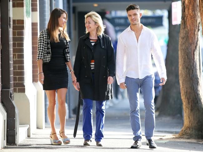 Margaret Cunneen (centre) with her son Stephen Wyllie and his girlfriend Sophia Tilley.