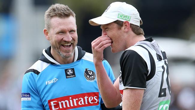 Nathan Buckley is simply tapping into what he needs to in order to get the best out of his players. It’s good coaching but you can’t fake it. Picture: Michael Klein