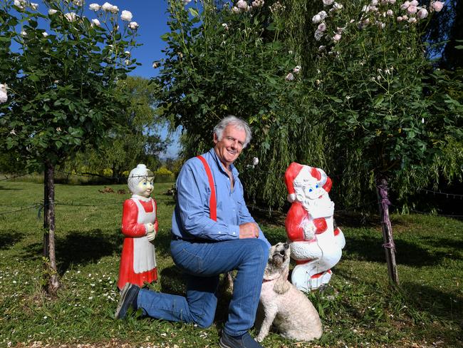 Will Eastmure with his pup and some decorations. Picture: Penny Stephens