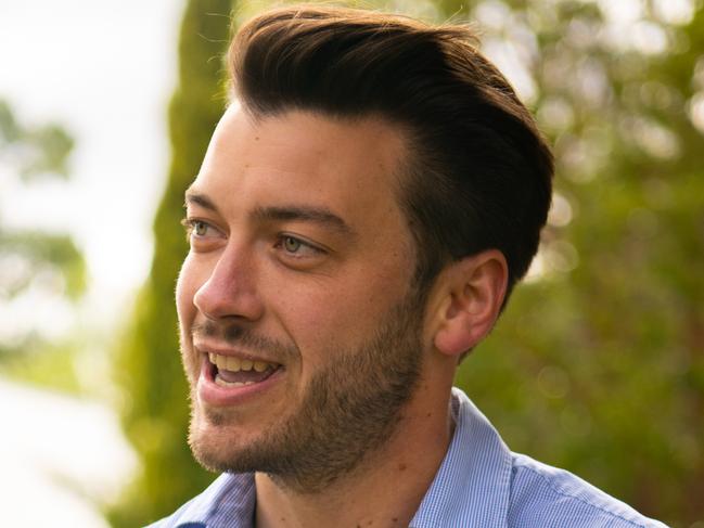 Liberal candidate Jack Batty speaks to media after winning the Seat of Bragg in yesterday's by-election in Dulwich, Kaurna Yarta, on Sunday, July 3, 2022. (The Advertiser/ Morgan Sette)