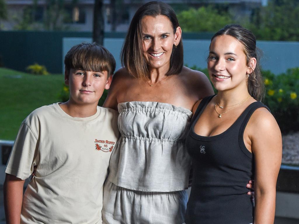 (L-R) Jed, Amanda and Emerson Green in Townsville for the NRL clash between the Cowboys and the Cronulla Sharks. Picture: Scott Radford-Chisholm