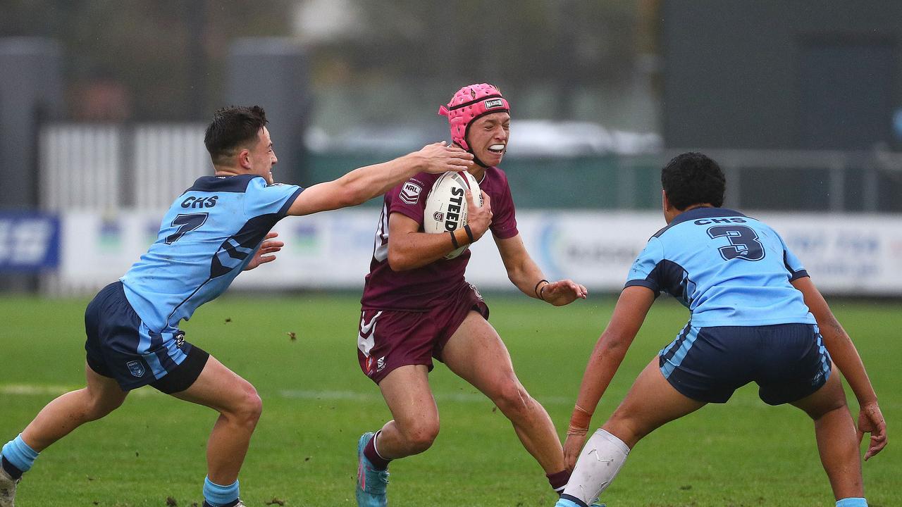 Braithen Scott attacks for the Qld schoolboys. Picture: Tertius Pickard