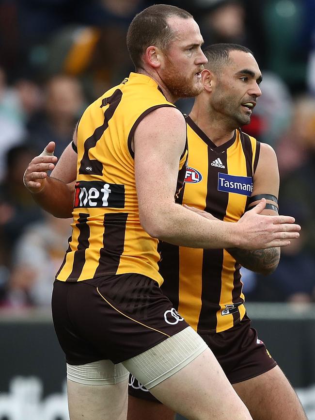 The likes of captain Jarryd Roughead and Shaun Burgoyne help make Hawthorn’s list the competition’s oldest. Picture: Getty Images