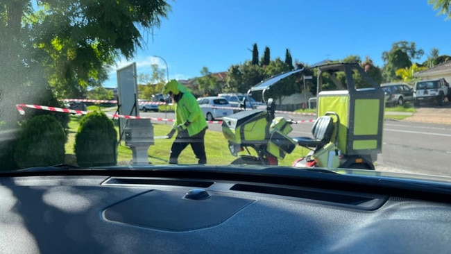 A picture of caution tape put around the grass to protect it was also shared.