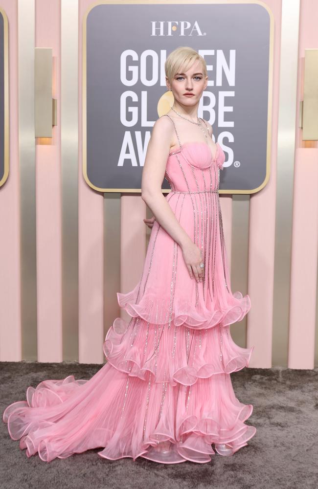 Julia Garner looks stunning in pink at the 80th Annual Golden Globe Awards. Picture: Getty Images