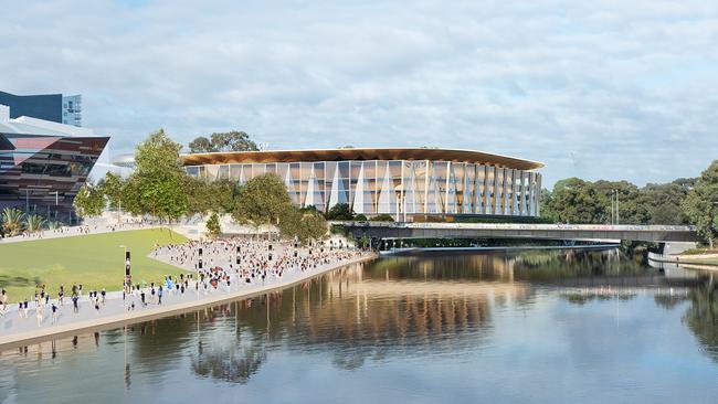 An artist’s impression of the new Torrens Riverbank arena.