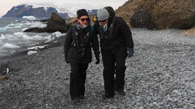 Professor Helen Fricker (left) with Sophie Nowicki in Antarctica. Picture: Supplied