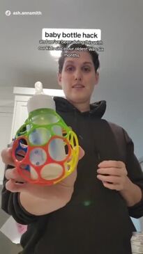 Mum invents bottle holder for babies