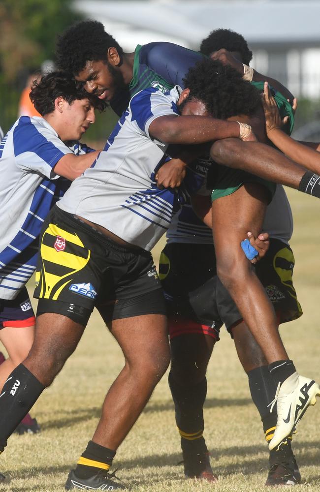 Cowboys Cup Schoolboys Football at Kern Brothers Drive. Townsville High against Pimlico High. Picture: Evan Morgan