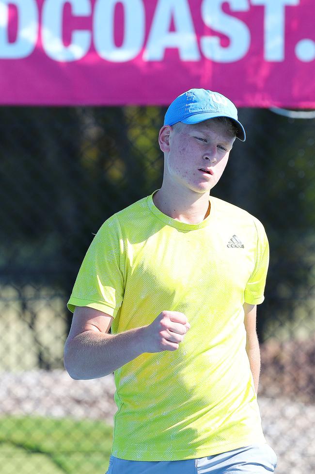 Action from the International Tennis Federation junior tournament at KDV on the Gold Coast. Picture: Tertius Pickard