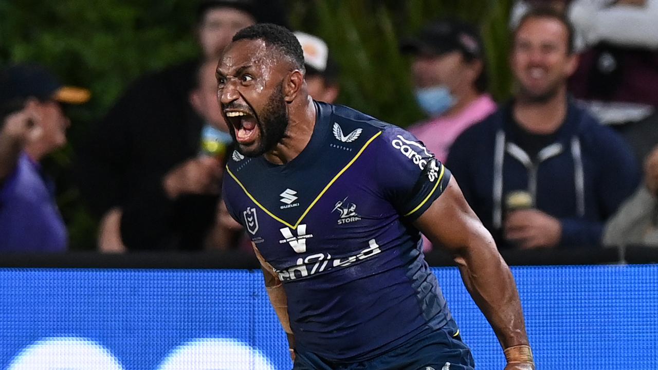 Olam roars after a try. Photo by Bradley Kanaris/Getty Images