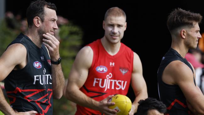 Todd Goldstein and Ben McKay will make their Essendon debuts in Round 1. Picture: Michael Klein