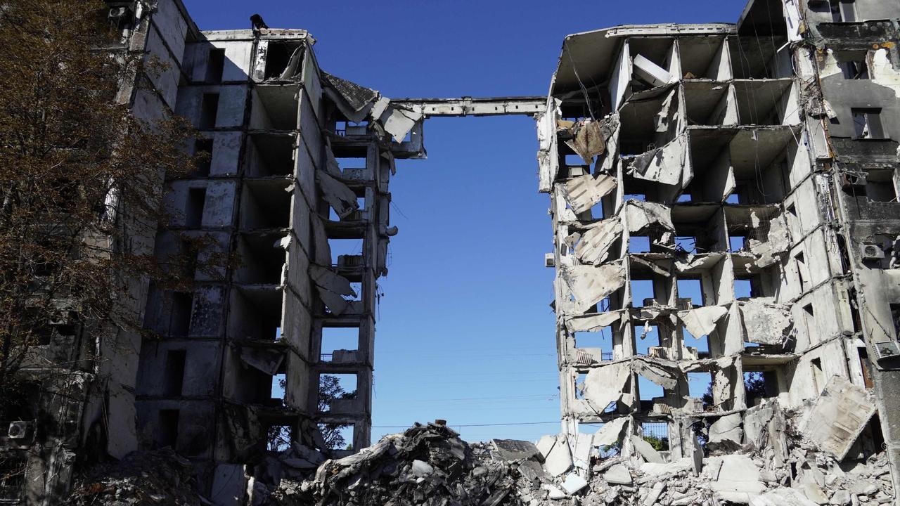 A destroyed residential building in the city of Mariupol on September 25, 2022, amid the ongoing Russian military action. Picture: AFP