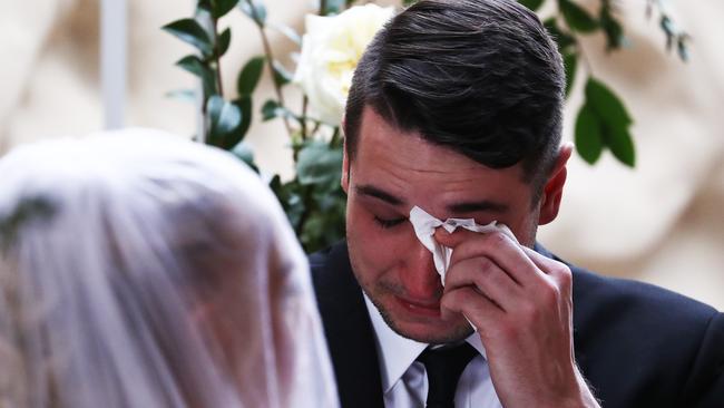 Jason Hale on the day he married his fiance Ashleigh Simrajh, a Gold Coaster who has spent her final months campaigning on the dangers of melanoma and skin checks. Photograph: Jason O'Brien