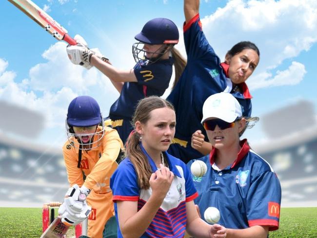 Players taking part in the 2024 under-16 female country cricket championships.