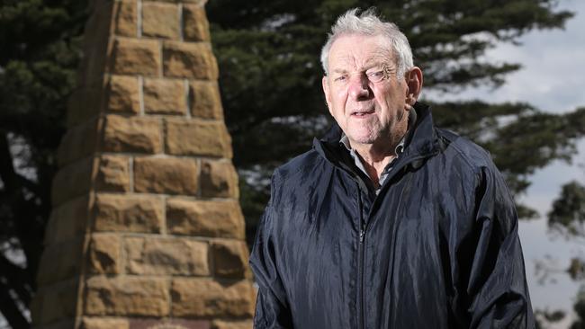 Lindisfarne RSL president Barry Gin at the War Memorial Park in Lindisfarne ahead of Remembrance Day on Friday. Picture: LUKE BOWDEN