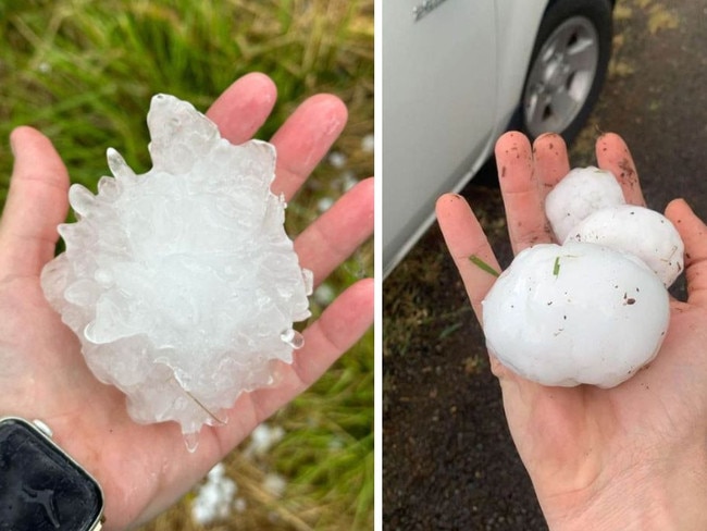 Large hail has pelted the Moreton Bay region.