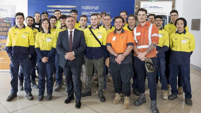 Deputy Premier John Barilaro with some of the apprentices at the centre.