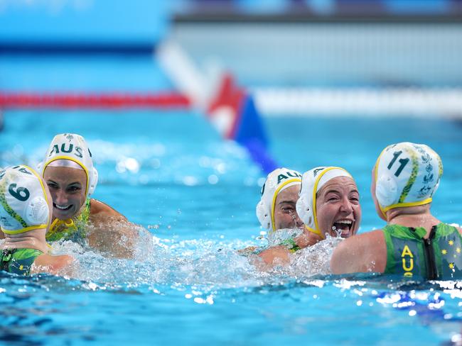 Zoe Arancini celebrates with her teammates. Picture: Getty Images