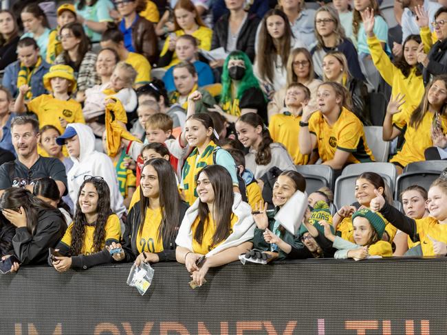 The crowds were thrilled to see the Matildas at CommBank stadium.