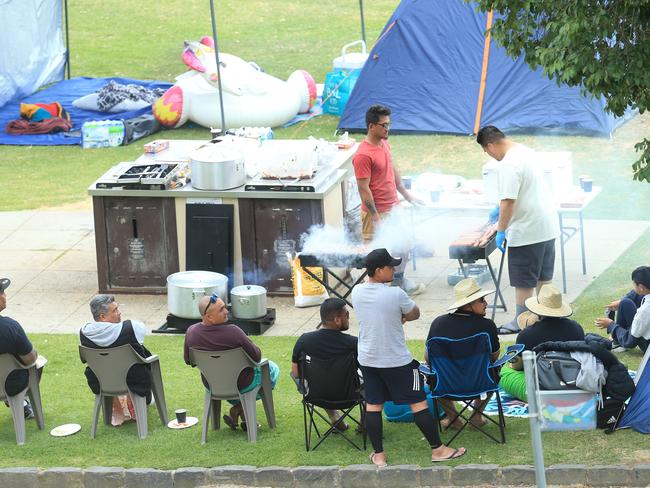 Possible illegal campers set up again at Eastern Beach over the weekend. Picture: Alan Barber