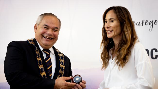 Mayor Tom Tate at the swearing in of new Gold Coast City councillor Shelley Curtis.