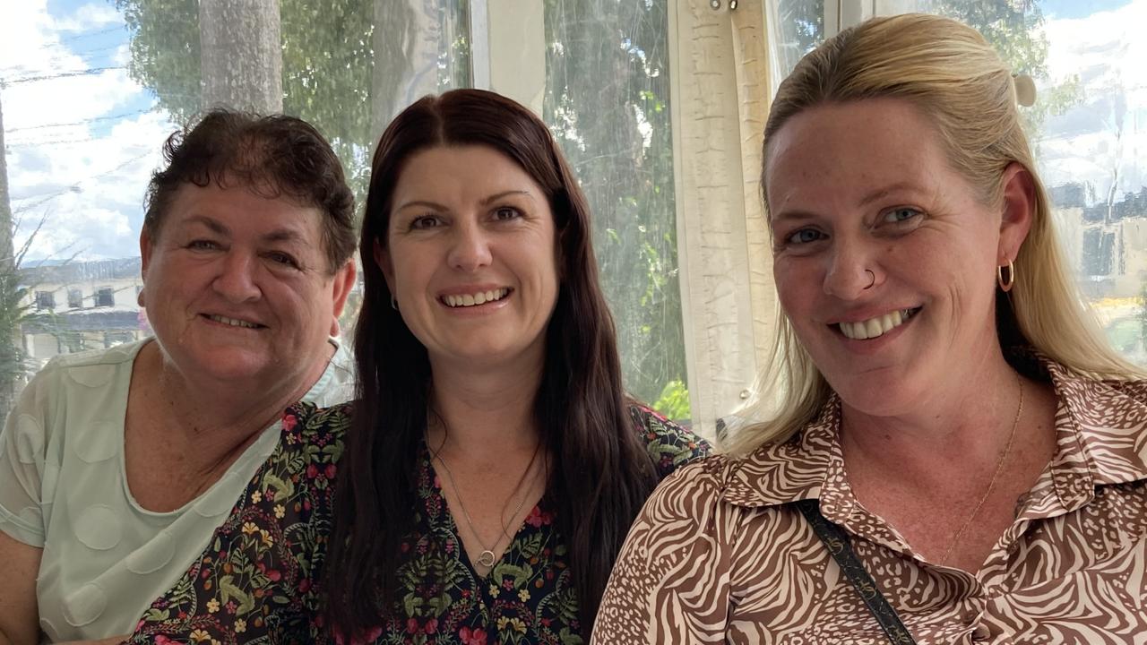 Gympie high tea for International Women's Day – Sue Lohse, Amy Brown and Kit Bentley.