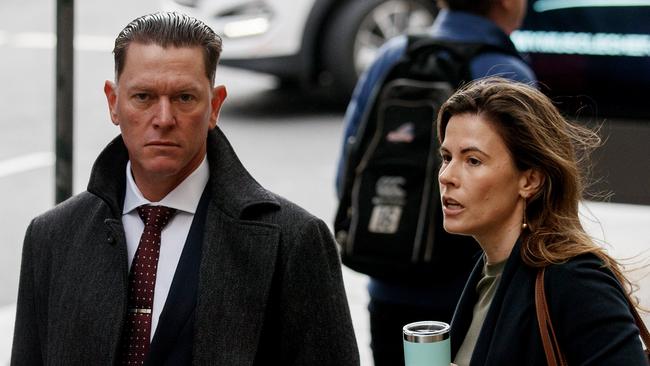 Mr Schulz appears at the Downing Centre court with his lawyer Karen Espiner. Picture: Nikki Short / NewsWire