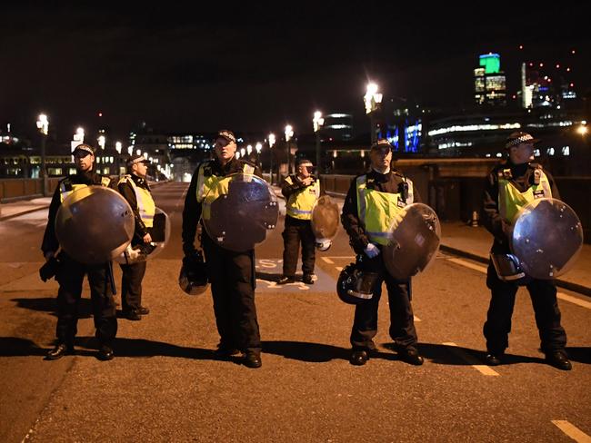 Police at the scene at Southwark Bridge after an attack on London Bridge. Picture: Getty Images