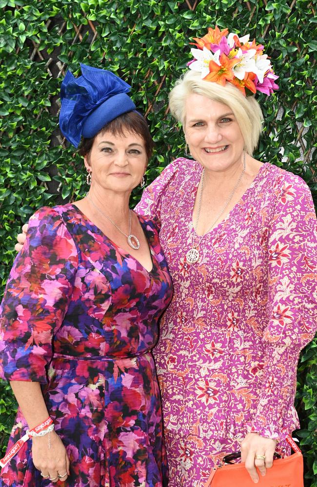 Yvonne Maloney and Debra Denlay at 2023 Ladbrokes Mackay Cup Mackay Turf Club Saturday 22 July 2023 Picture: Michaela Harlow