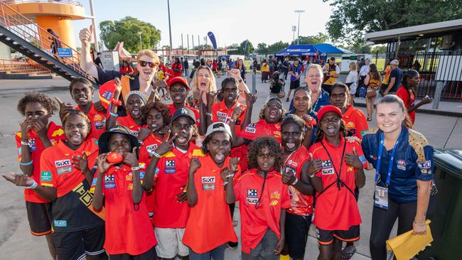 Maningrida College at the Gold Coast Suns v Hawthorn AFL match at TIO Stadium. Picture: Pema Tamang Pakhrin