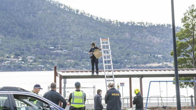 Suspicious death on Montrose Foreshore. Picture: Caroline Tan