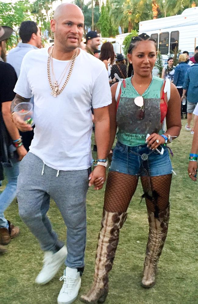 Trying a bit too hard? Mel B and Stephen Belafonte at Coachella 2016. Picture: BackGrid