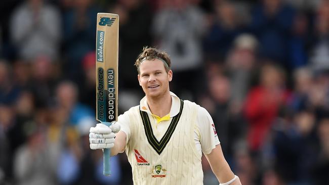 Steve Smith celebrates a ton in the last Ashes tour of England. Picture: Alex Davidson/Getty Images