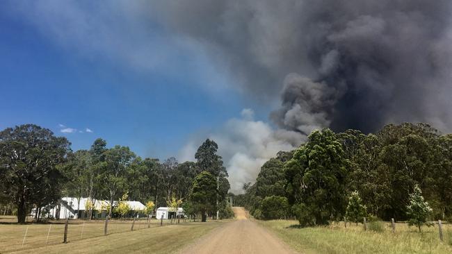 Fires burning off Lovedale Rd, Lovedale, in the NSW Hunter Valley. Picture: Peter Lorimer