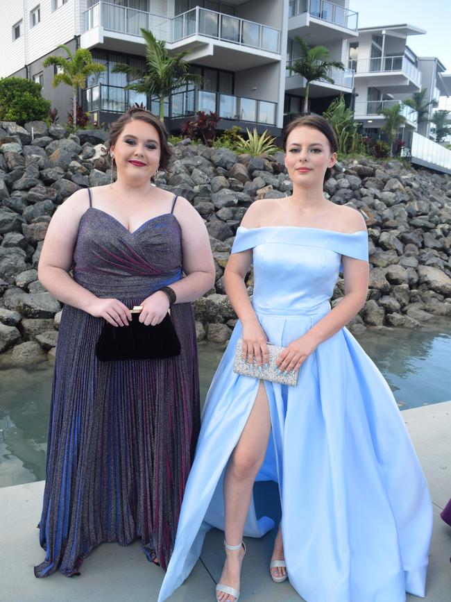 Jordynn Rhodes and Jasmine Thomas at the Proserpine State High School formal. Picture: Elyse Wurm