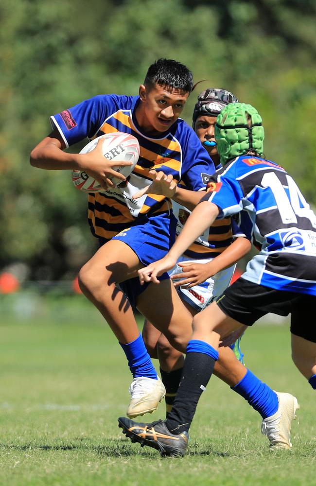 SURFERS PARADISE RUGBY, GOLD COAST , AUSTRALIA - April 10, 2021: Far North Coast U13s v USQ Saints U13s - Day Two of King of the Country rugby tournament.Played at Surfers Paradise Eagles Rugby Ground at Southport. Picture: Scott Powick Newscorp