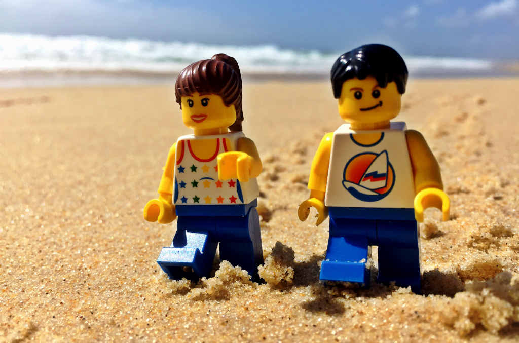 lego man on beach