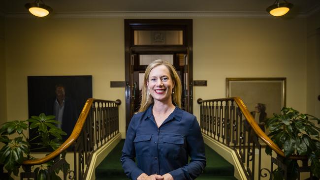 End of year interview with the leaders of the Tasmanian Labor party Rebecca White at Parliament. Picture: RICHARD JUPE