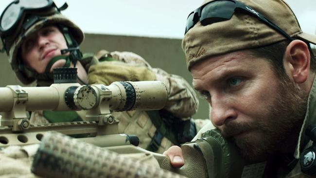 Surprise nomination ... Bradley Cooper, right, with Kyle Gallner, in American Sniper. Picture: AP