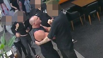 Security camera footage showing Dale Lush fighting with a patron, his partner and then a security guard at a northern suburbs hotel.