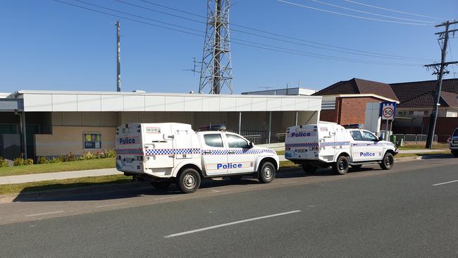 A man was shot by police at Bowen Police Station in late 2019 after he smashed through the back door while wielding a 17cm knife.