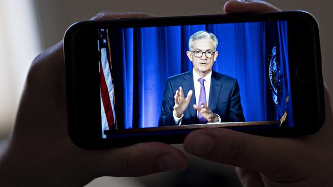 US Federal Reserve chairman Jerome Powell delivers his July policy statement news conference virtually on Wednesday. Picture: Bloomberg