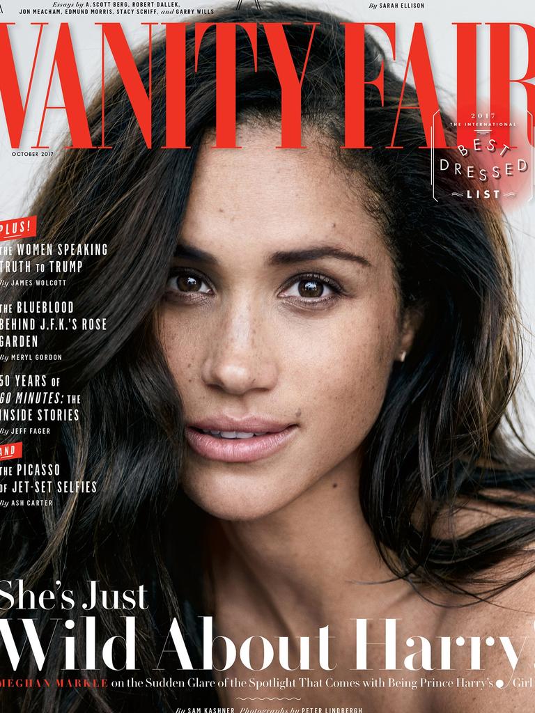 Meghan Markle on the cover of Vanity Fair in October 2017. Picture: Peter Lindbergh for Vanity Fair