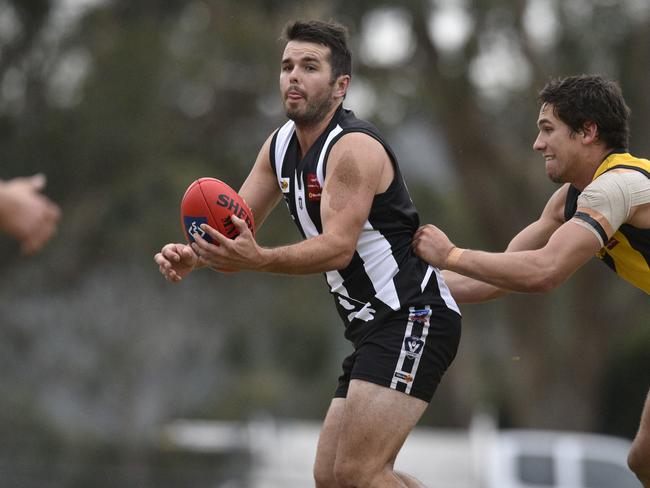 YVMDFL Round 1 Division 1, Belgrave v Woori Yallock at Belgrave Football oval. Belgrave's James Brown. Photo taken on the 16th of April, 2016. Picture: Christopher Chan.