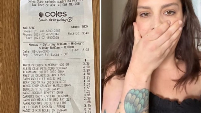 Grocery bill goes viral. Picture: TikTok/RachelTuesday